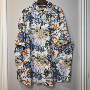 Free Planet Hawaiian Button‎ Shirt Big & Tall Mens 4X  Short Sleeve MSRP $60 NWT